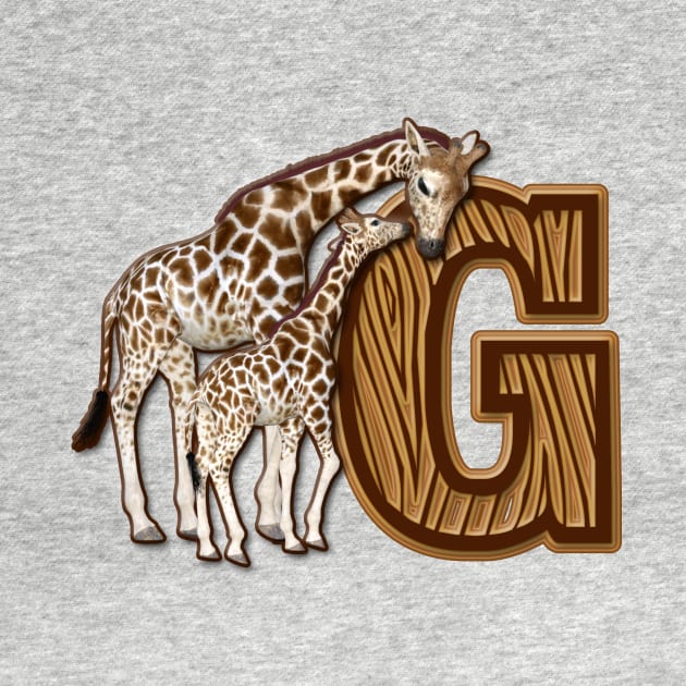 Mom and Baby Giraffe Monogram G by AlondraHanley